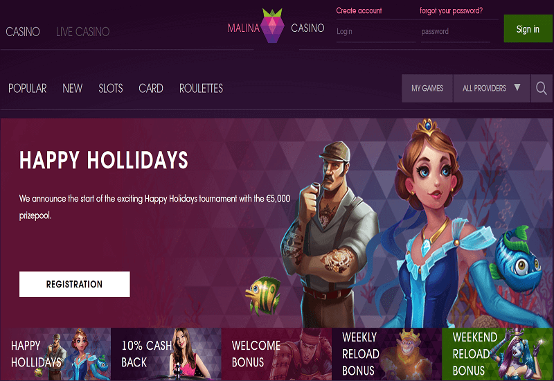 Malina Casino Bonus And Review News - 120% Up To €500 + 200FS